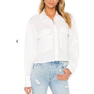 Amanda Uprichard Caraway White Collared Buttondown Top Linen Shirt - sz M